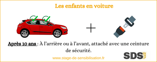 Enfant de plus de 10 ans en voiture