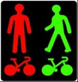 Feux mixtes pour les cyclistes et les piétons.