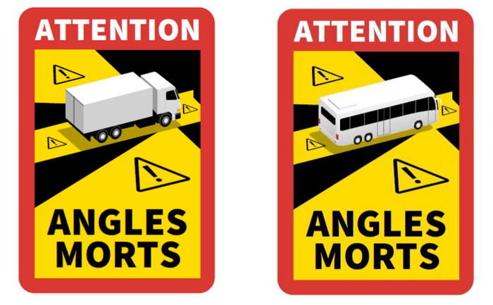 Signalisation dans angles morts pour les poids lourds.
