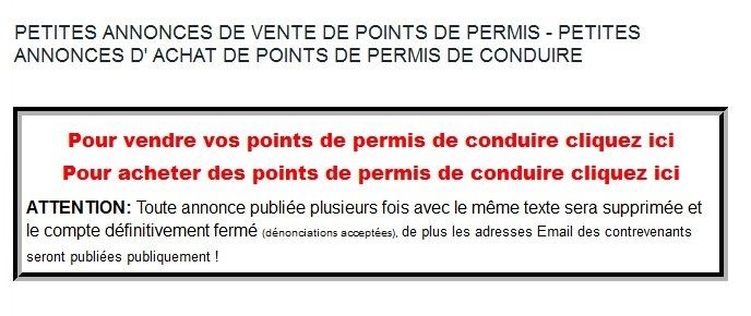Exemple de site vendant des points de permis.